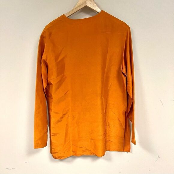 Anne Pinkerton longline raw silk orange tunic Sz S - Picture 7 of 9